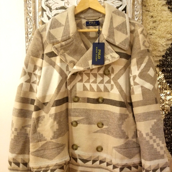 Ralph Lauren Geo Southwestern Pea Coat Jacket - Picture 2 of 6